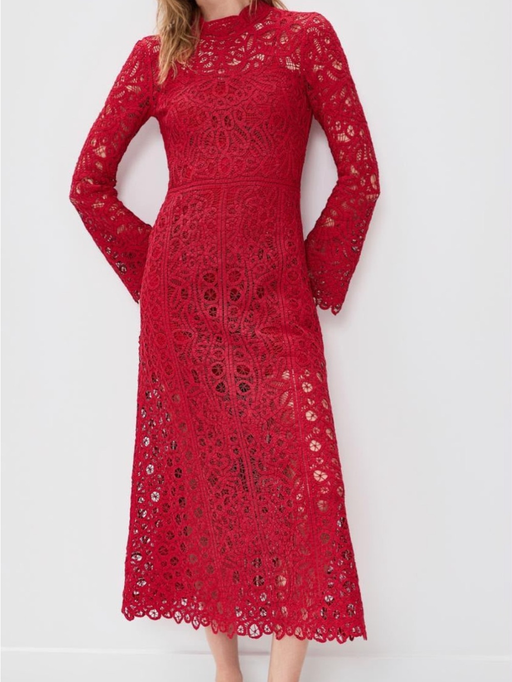 Sea New York Adelina Guipure Lace Maxi Dress - Red NEW WITH TAGS